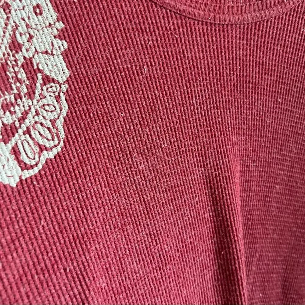 We the Free Free People Thermal Red Cream Long Sleeve Boho Small - Picture 4 of 9